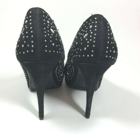 Bongo Fame sz 6 stiletto metallic studs black sued - Picture 6 of 12